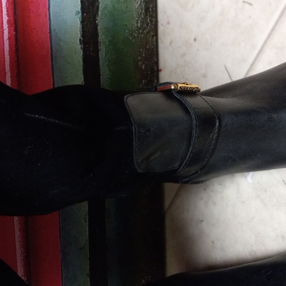 Lauren Ralph Lauren MARION Boots Black Leather/Suede Flat 6B Buckle Zip - Picture 8 of 10